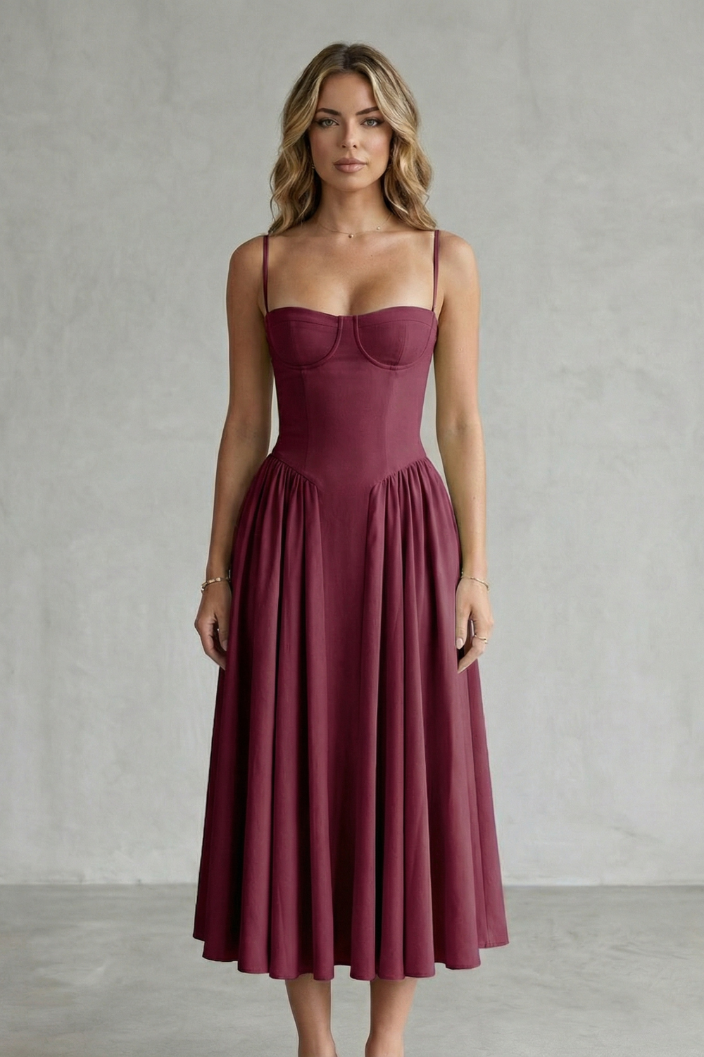 Damen ärmelloses Corsagenkleid Midi festlich - Image 6