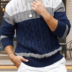 Maglione da uomo a trecce con design color block