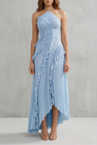 Damen Midi Kleid One-Shoulder Plissee - Image 15