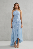 Damen Midi Kleid One-Shoulder Plissee - Image 16
