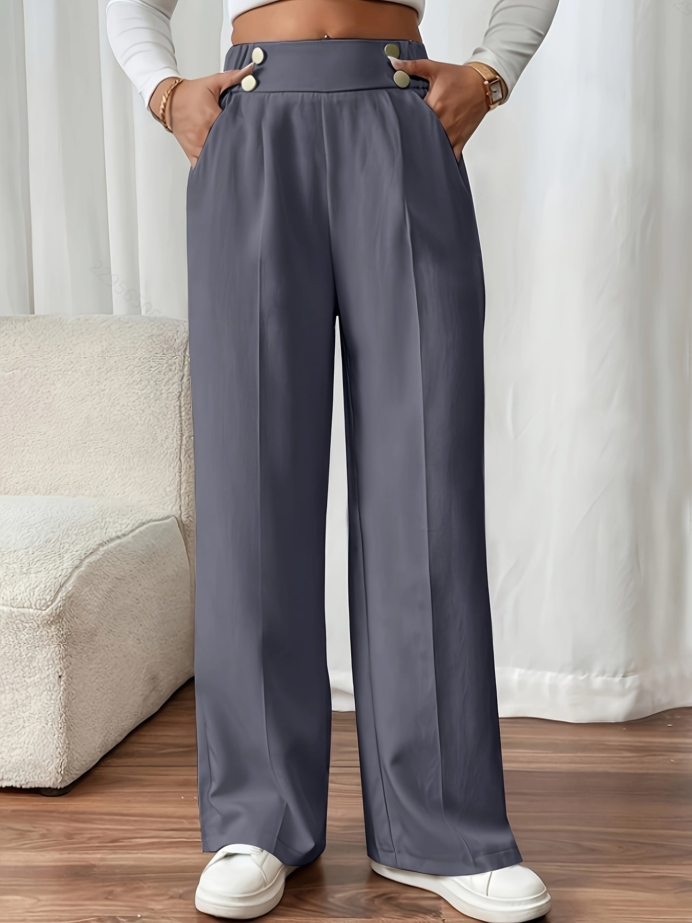 Damen Marlenehose High Waist Weites Bein - Image 8