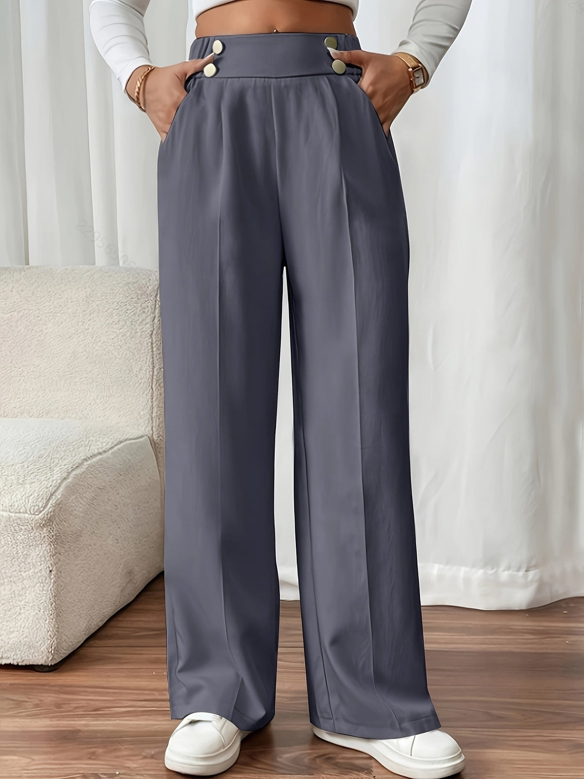 Damen Marlenehose High Waist Weites Bein - Image 8