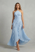 Damen Midi Kleid One-Shoulder Plissee - Image 17