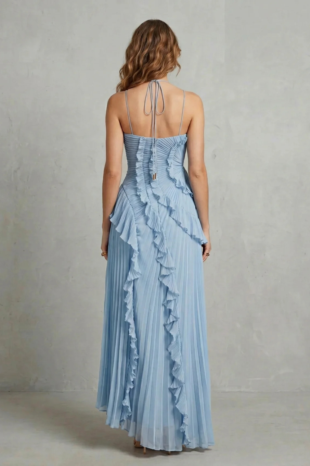 Damen Midi Kleid One-Shoulder Plissee - Image 18