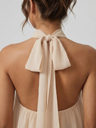 Damen Minikleid Neckholder Rückenfrei Stufenrüschen - Image 5