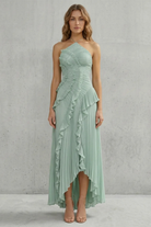 Damen Midi Kleid One-Shoulder Plissee - Image 19