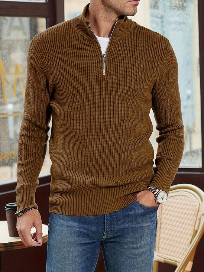 Herren Troyer Rippstrick Pullover mit Reißverschluss - Image 5
