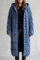 Damen Strick Oversized Kapuzencardigan Mantel