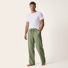 Men's Linen Cotton Drawstring Pants Loose Fit Summer
