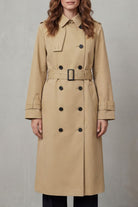 Damen Trenchcoat Zweireihig Klassisch Knielang mit Gürtel