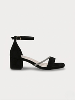 Amanda – Diamant Riemen Blockabsatz Sandalen Schwarz Wildleder