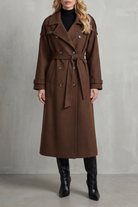 Damen Oversized Trenchcoat Lang Braun