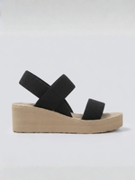 Samuel - Plateau Keilsandalen mit Elastischen Riemen in Schwarz