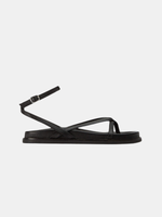 Ana - Schwarze Leder Sandalen mit Überkreuzten Riemen