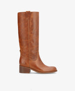 Lucias – Botas compridas para senhora em conhaque elegantes