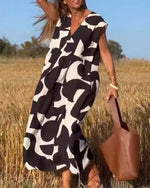 Orphira - Vestido com decote em V e estampado