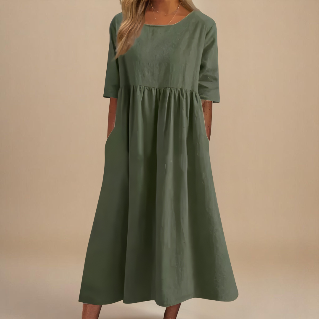 Damen Sommer Midikleid Relaxed Fit mit Taschen - Image 3
