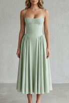 Damen ärmelloses Corsagenkleid Midi festlich