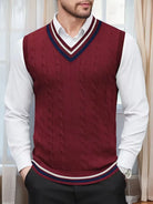 Herren Strick V-Ausschnitt Weste - Image 21