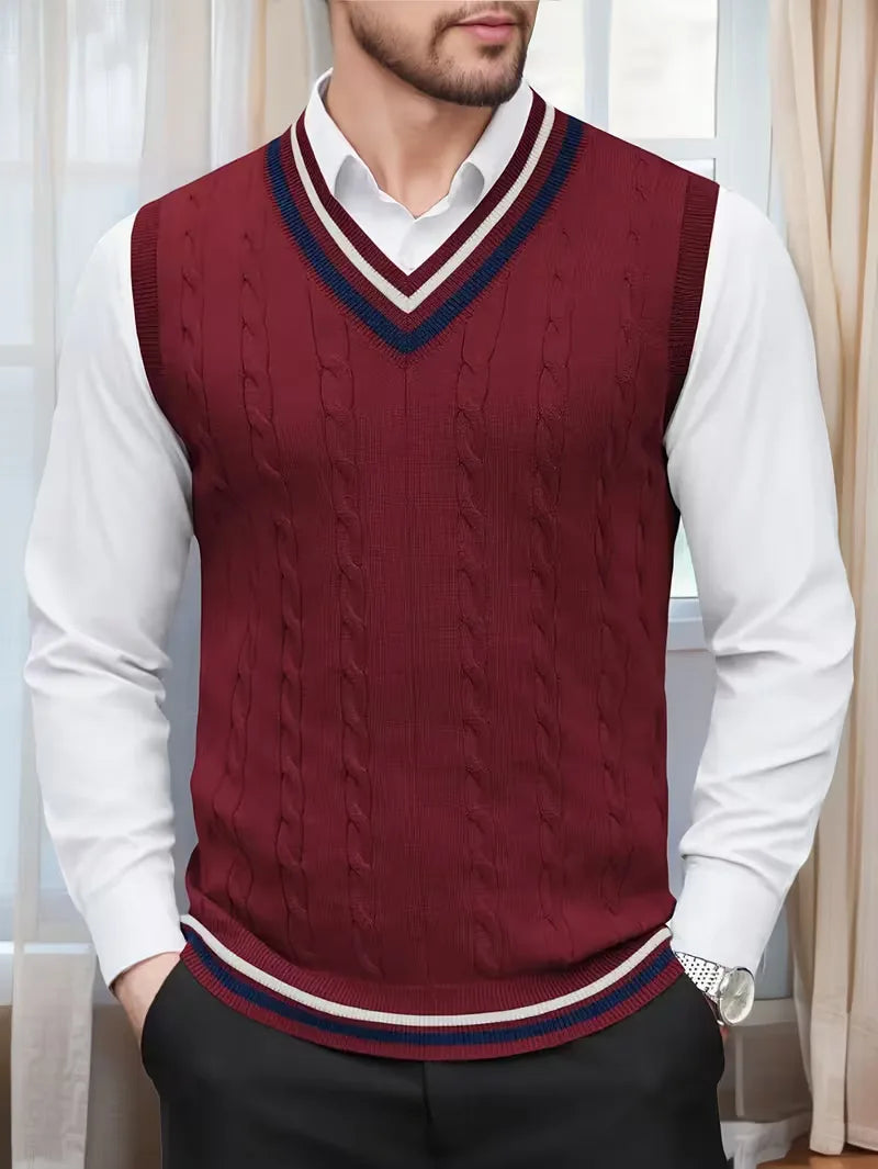 Herren Strick V-Ausschnitt Weste - Image 21