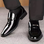 Herren Lackleder Penny Loafer Spitze Zehenkappe