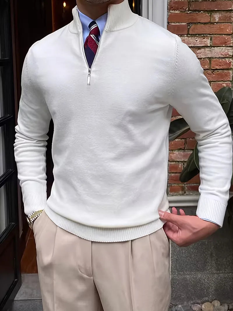 Herren Strickpullover Troyer Reißverschluss Stehkragen - Image 23