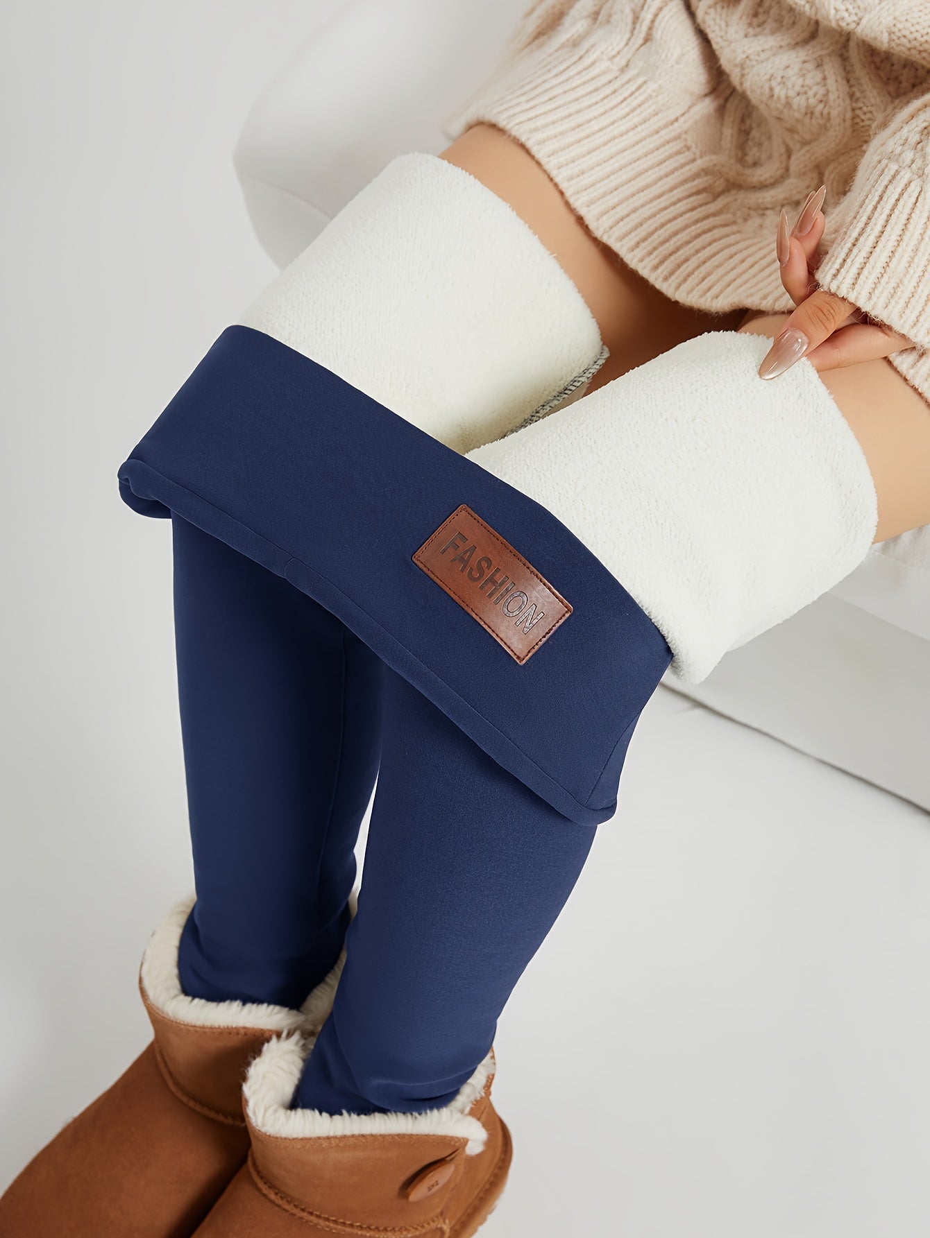 Damen Fleece Leggings High Waist Gefüttert Warm Winter - Image 15