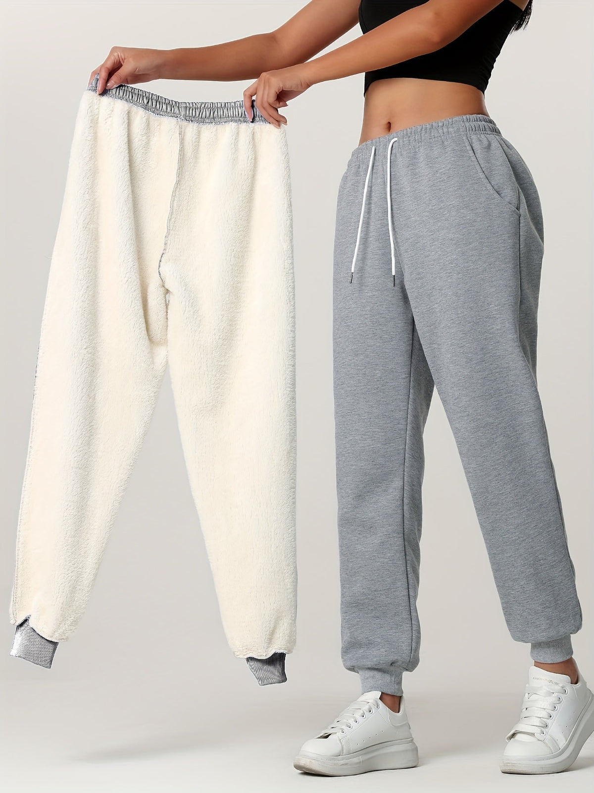Damen Gefütterte Jogginghose mit Bündchen Winter Kuschelig - Image 22