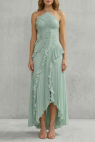Damen Midi Kleid One-Shoulder Plissee - Image 20