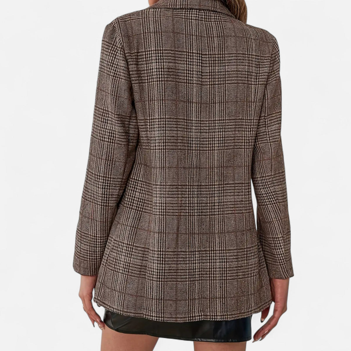 Damen Karierter Blazer Figurbetonter Klassischer Revers - Image 4