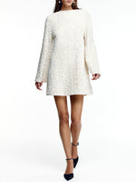 Bouclé Langarm Minikleid A-Linie