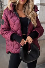 Damen-Steppjacke mit Kapuze und Rautensteppung
