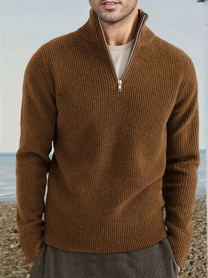 Herren Troyer Rippstrick Pullover mit Reißverschluss - Image 7