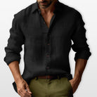 Herren Leinen Button-Down Hemd Lässig - Image 2