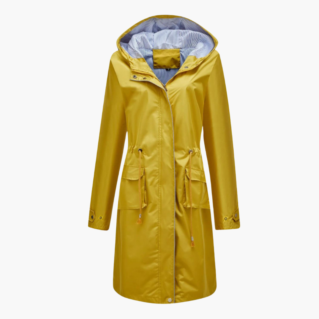 Damen Trenchcoat Kapuze Reißverschluss