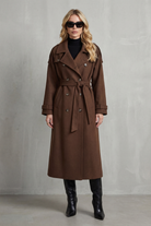 Damen Oversized Trenchcoat Lang Braun - Image 2