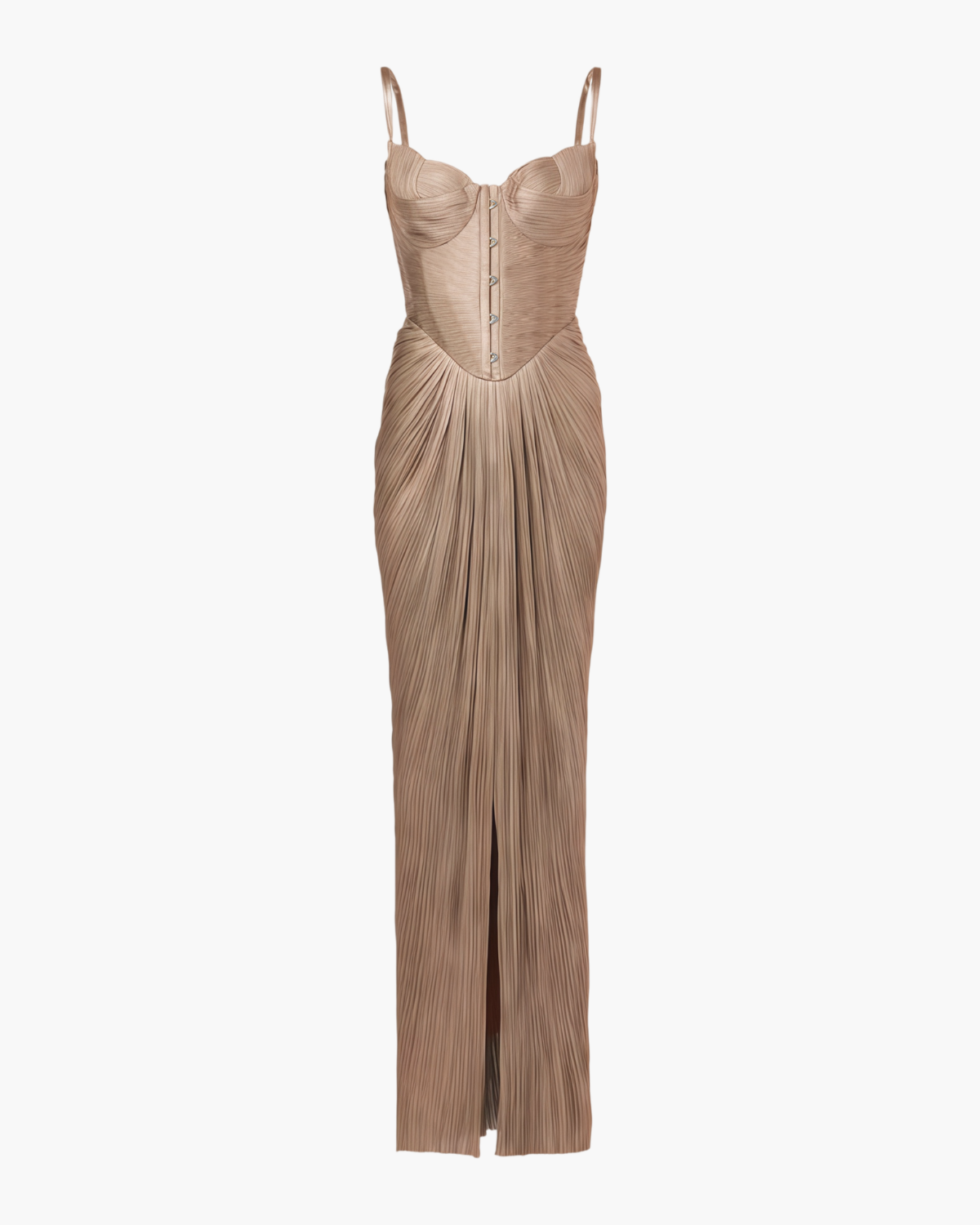 Damen Goldenes Maxikleid Korsett Plissee Drapiert - Image 7