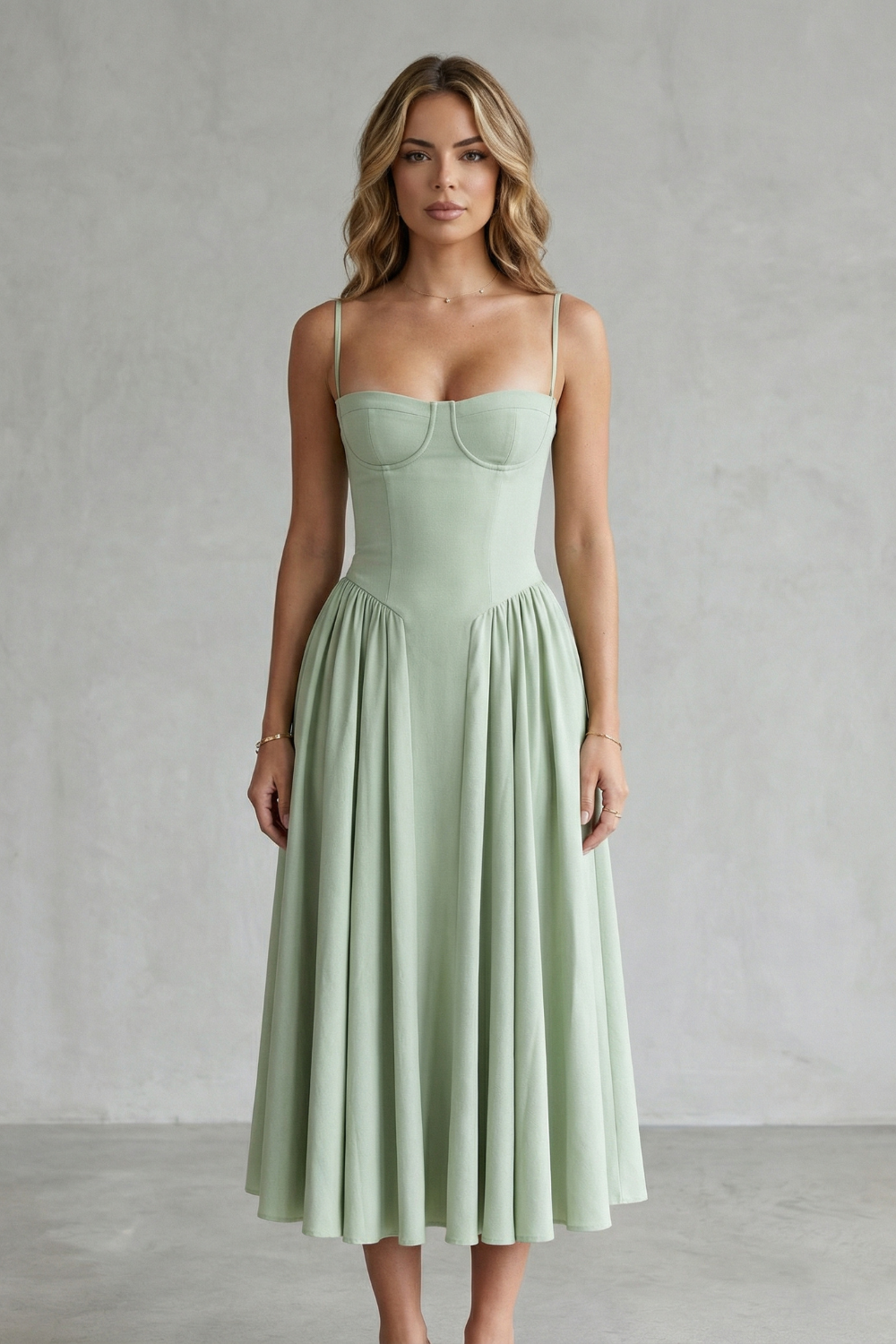 Damen ärmelloses Corsagenkleid Midi festlich - Image 2