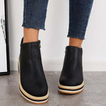 Lennon – Damen Wedge Stiefeletten Mit Plateau Und Reißverschluss
