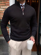 Herren Strickpullover Troyer Reißverschluss Stehkragen - Image 14