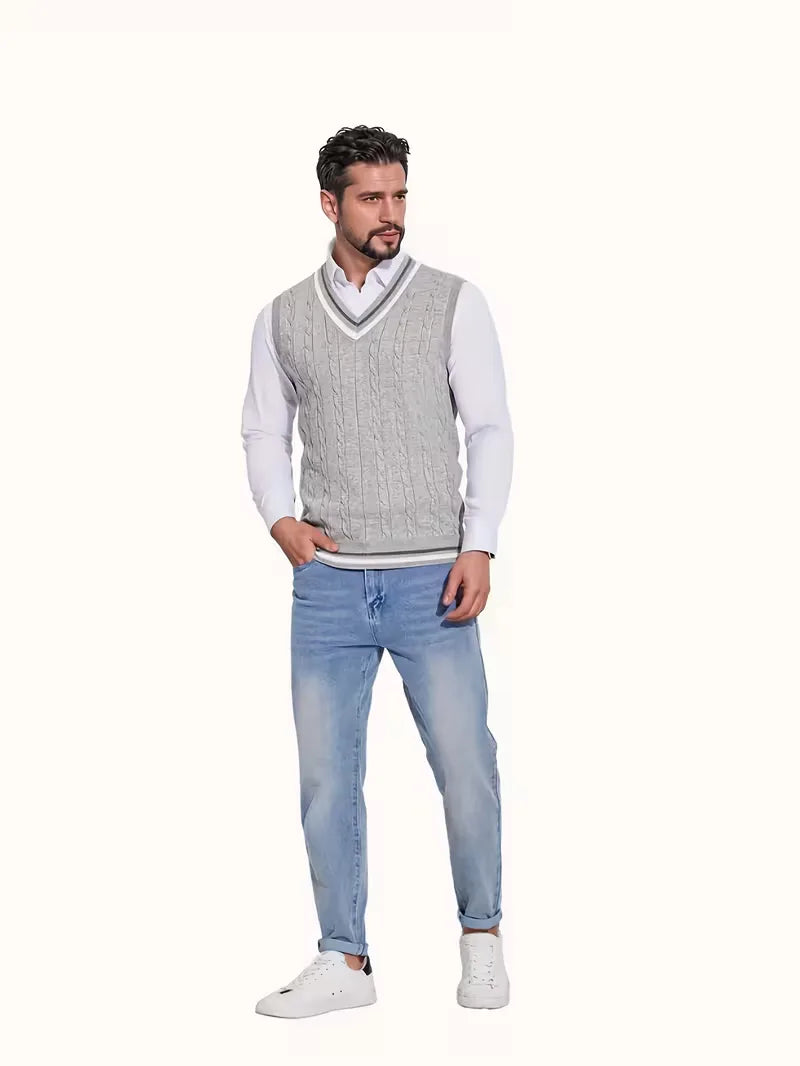 Herren Strick V-Ausschnitt Weste - Image 32