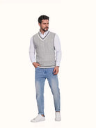 Herren Strick V-Ausschnitt Weste - Image 32