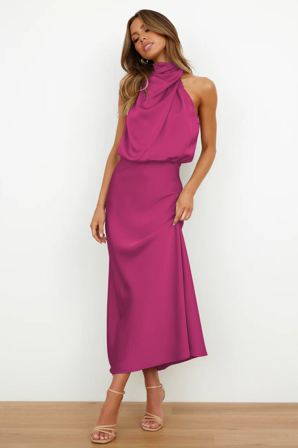 Damen Satin Abendkleid Rückenausschnitt - Image 3