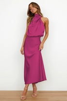 Damen Satin Abendkleid Rückenausschnitt - Image 3