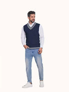 Herren Strick V-Ausschnitt Weste - Image 37