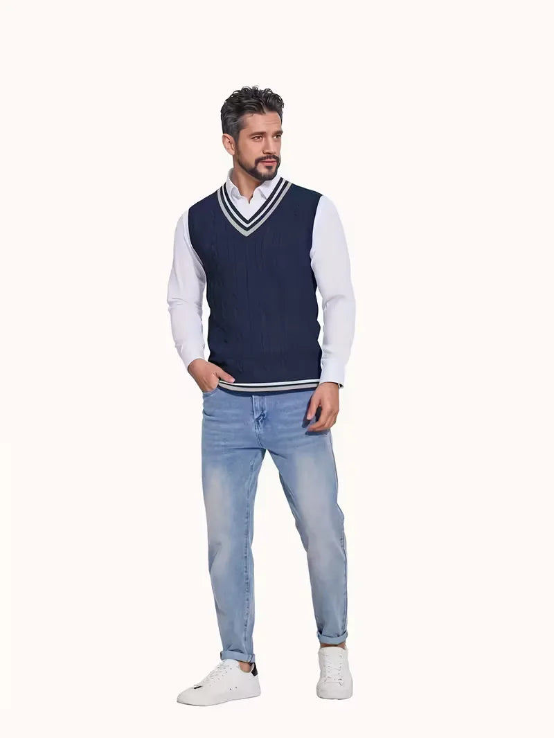 Herren Strick V-Ausschnitt Weste - Image 37