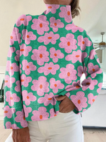 Jessamine - Dame strikpullover med blomsterprint