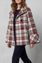Damen Woll Capemantel Vintage Karo - Image 3