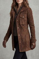 Damen Wildlederoptik Longline Mantel Tailliert - Image 3