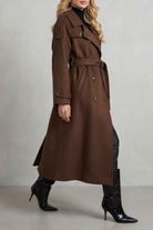 Damen Oversized Trenchcoat Lang Braun - Image 3